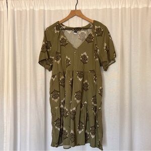Old Navy Olive Green Floral Dress